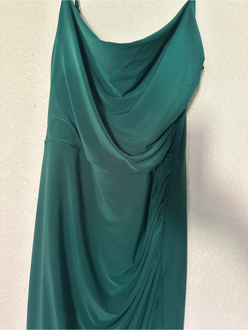 Laundry By Shelli Segal Teal One-Shoulder Draped Slip Dress